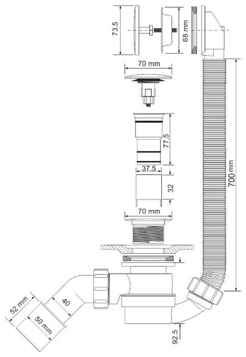 Трап для ванны McALPINE MRB12 Трап для ванны McALPINE MRB12