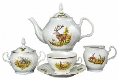 Чайный сервиз на 6 персон 15 предметов Thun "Бернадотт /Охота" / 024765