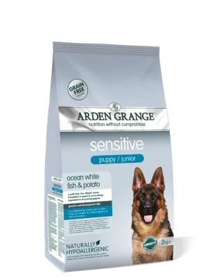 Сухой корм для щенков и молодых собак Arden Grange Sensitive с деликатным желудком и чувствительной кожей, океаническая белая рыба и картофель 2 кг