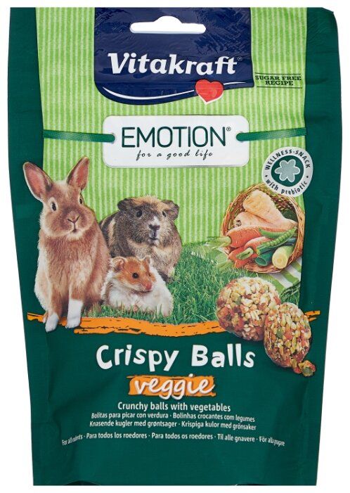 Лакомство для кроликов, грызунов Vitakraft Emotion Crispy Balls овощи 80 г