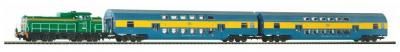 Стартовый набор с тепловозом Piko SM42 PKP и 2-мя двухэтажными пассажирскими вагонами, рельсы на под