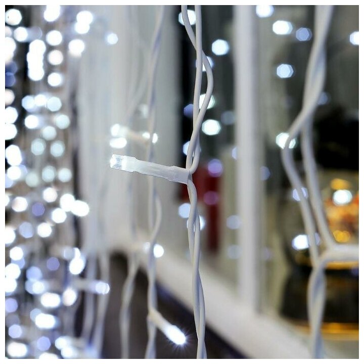 Luazon Lighting Гирлянда "Занавес" 2 х 9 м , IP44, УМС, белая нить, 1800 LED, свечение белое, 220 В Luazon Lighting Гирлянда "Занавес" 2 х 9 м , IP44, УМС, белая нить, 1800 LED, свечение белое, 220 В