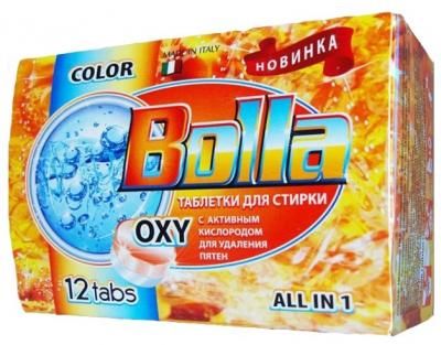Таблетки BOLLA для цветного белья, картонная пачка, 12 шт