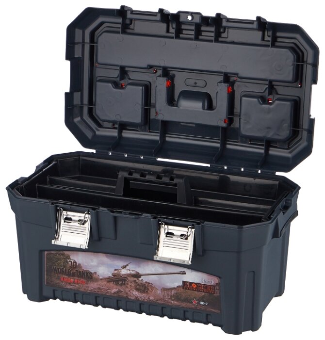 Ящик с органайзером BLOCKER World of Tanks BR5015 49x29x27 см 19.5'' серо-свинцовый/оранжевый Ящик с органайзером BLOCKER World of Tanks BR5015 49x29x27 см 19.5'' серо-свинцовый/оранжевый