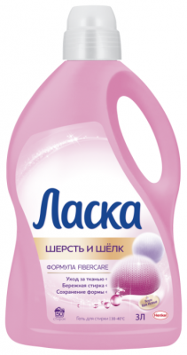 Гель Ласка шерсть и шёлк, 3 л, бутылка