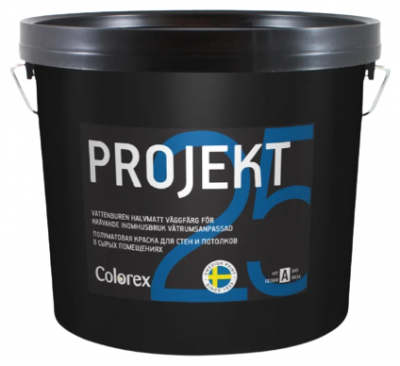 Краска акриловая Colorex Projekt 25 AQ влагостойкая моющаяся полуматовая белый 9 л