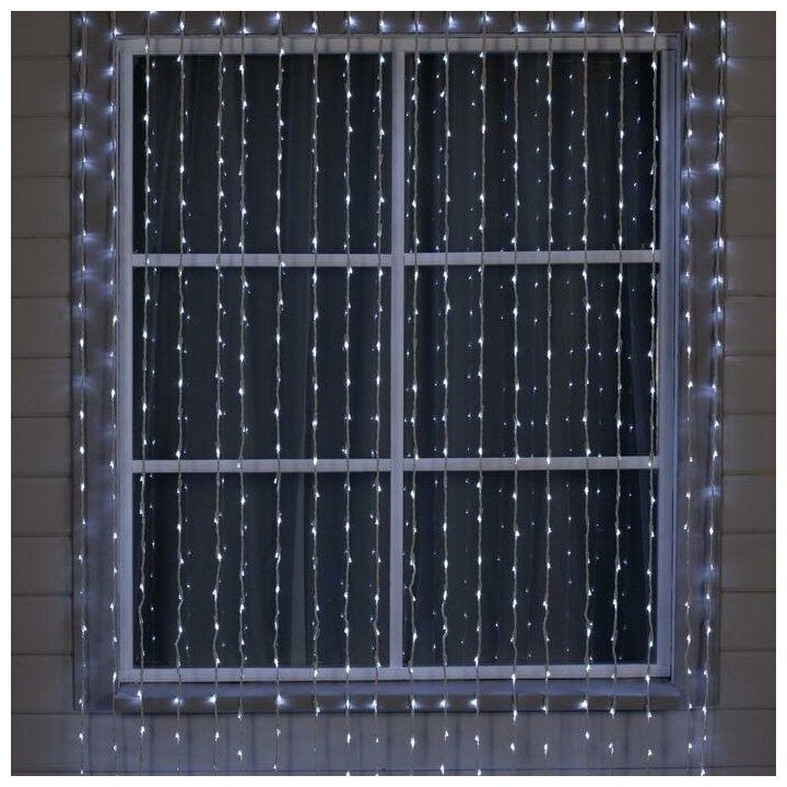 Luazon Lighting Гирлянда "Водопад" 2 х 6 м , IP44, УМС, белая нить, 1500 LED, свечение белое, 8 режимов, 220 В Luazon Lighting Гирлянда "Водопад" 2 х 6 м , IP44, УМС, белая нить, 1500 LED, свечение белое, 8 режимов, 220 В