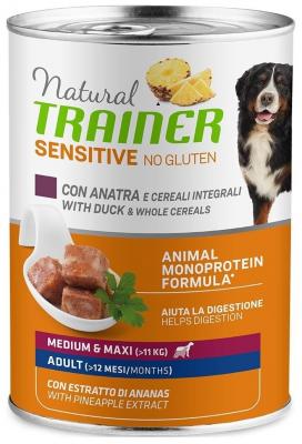 Влажный корм для собак TRAINER Natural No Gluten, при чувствительном пищеварении, утка, с цельными злаками 24 шт. х 400 г (для средних и крупных пород)