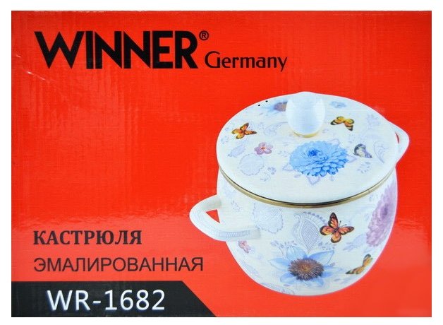 Кастрюля Winner WR-1682 6,8 л, белый/фиолетовый Кастрюля Winner WR-1682 6,8 л, белый/фиолетовый