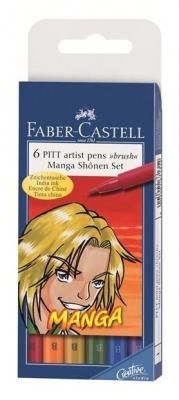 Faber-Castell Набор капиллярных ручек Pitt brush "Manga Shonen", 6 цв.