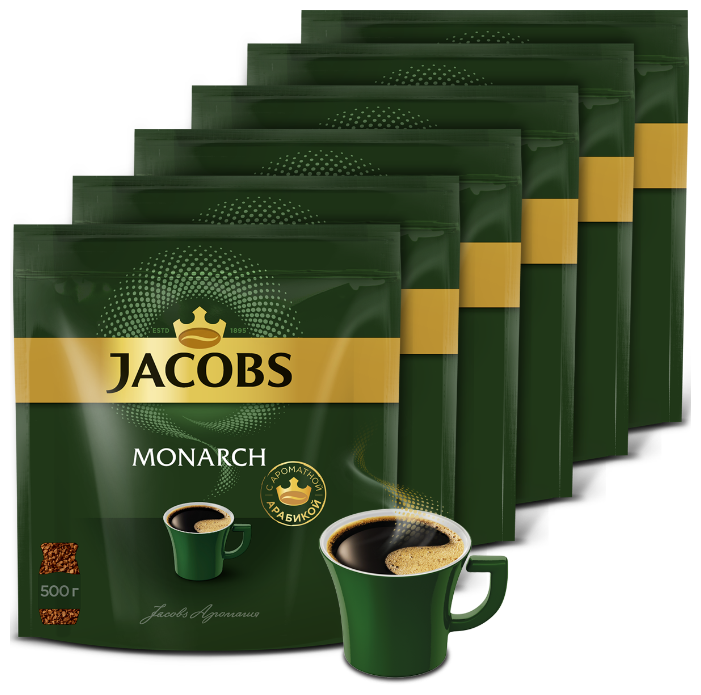 Кофе растворимый Jacobs Monarch, пакет, 6 уп. по 500 г