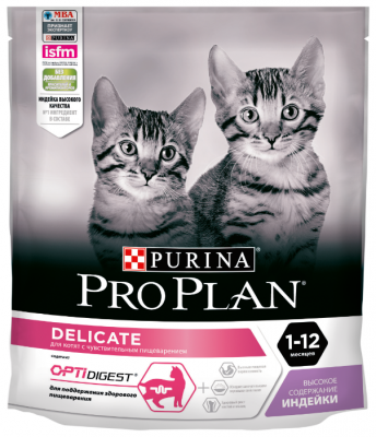 Корм для котят Purina Pro Plan Delicate с индейкой 400 г