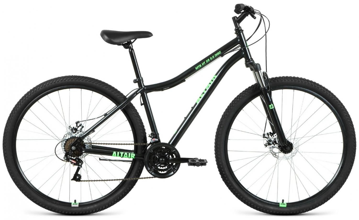 Горный (MTB) велосипед ALTAIR MTB HT 29 2.0 Disc (2021) черный/ярко-зеленый  19