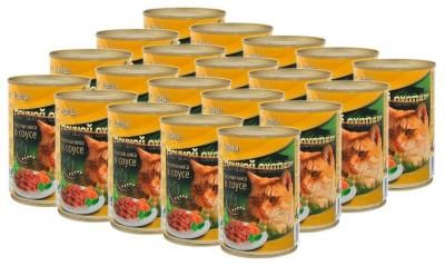 Влажный корм для кошек Ночной охотник с курицей 20шт. х 415 г (кусочки в соусе)
