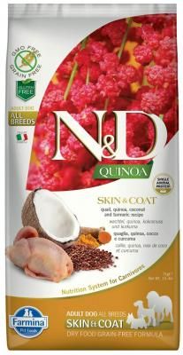 Сухой корм для собак Farmina N&amp;D, беззерновой, для здоровья кожи и шерсти, перепелка, с киноа 7 кг