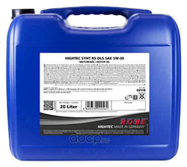 Синтетическое моторное масло ROWE Hightec Synt RS DLS SAE 5W-30, 20 л