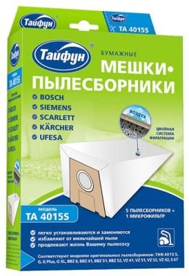 Тайфун Бумажные мешки-пылесборники TA 4015S белый 5 шт.