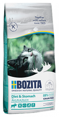 Сухой корм Bozita Diet &amp; Stomach Grain Free Elk для кошек с чувствительным пищеварением или с избыточным весом, с мясом лося 10 кг