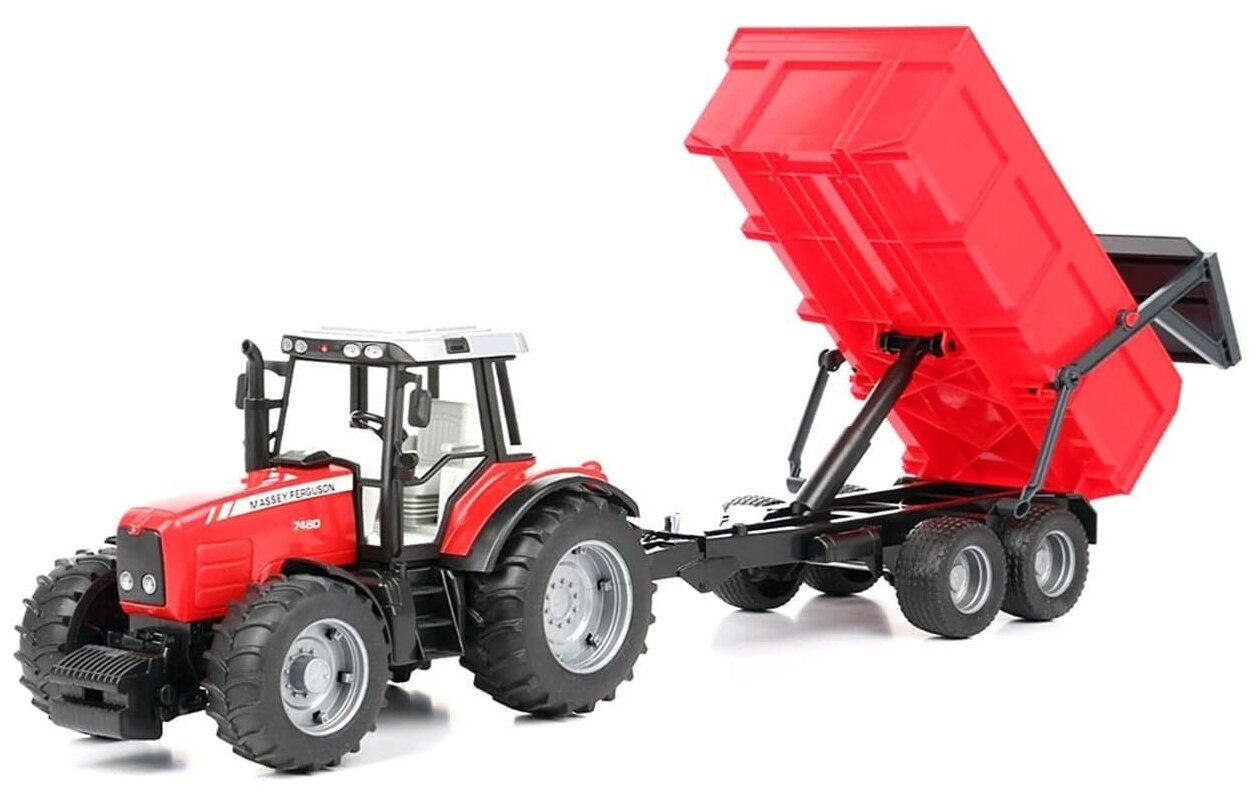 Игрушечные машинки и техника Bruder Трактор Massey Ferguson 7480 с прицепом  (02-045) 1:16 купить в Москве, СПб, Новосибирске по низкой цене