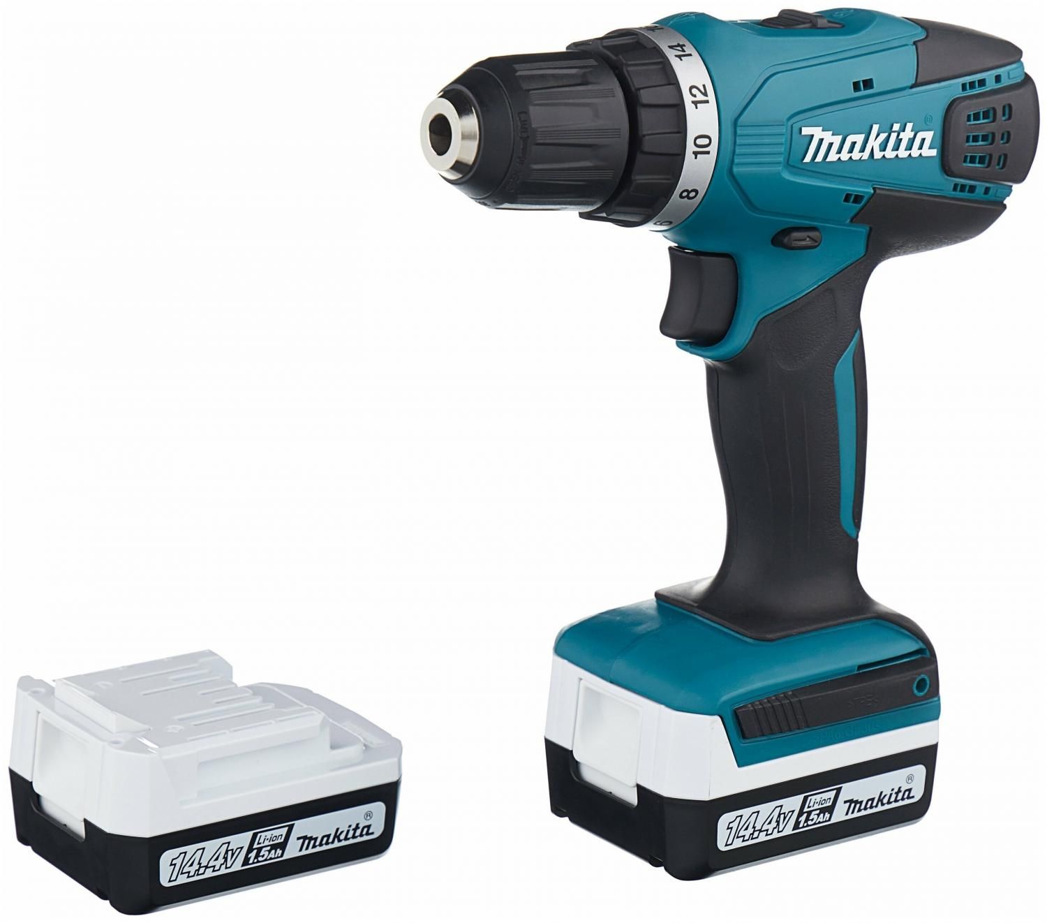 Аккумуляторная дрель-шуруповерт Makita DF347DWE Li-Ion 1.5 А·ч 14.4 В х2  кейс купить в Москве, СПб, Новосибирске по низкой цене