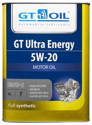 Синтетическое моторное масло GT OIL GT Ultra Energy 5W-20, 4 л