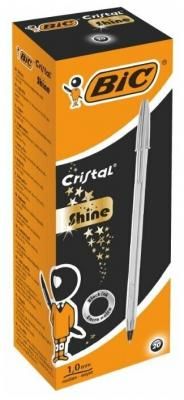 Ручка шариковая BIC Cristal Shine Коробка x20 серебряный корпус черный