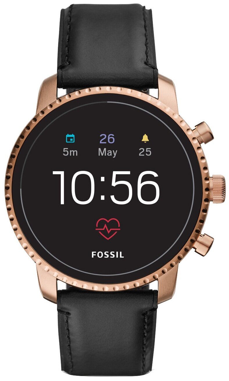 FOSSIL Gen 4 Smartwatch Explorist HR leather black