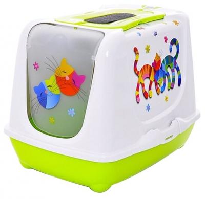 Туалет-домик для кошек Moderna Trendy Cat Friends Forever 50х39.5х37.5 см ярко-зеленый