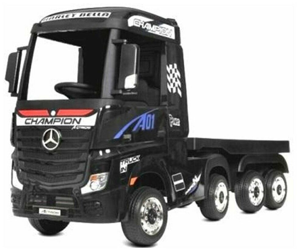 Детский электромобиль RiverToys Mercedes-Benz Actros 4WD HL358 с прицепом  черный купить в Москве, СПб, Новосибирске по низкой цене