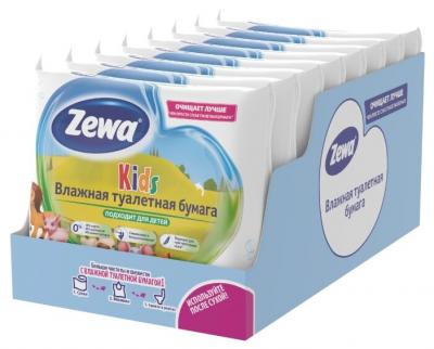 Влажная туалетная бумага Zewa Kids Детская 8 уп. по 42 лист.
