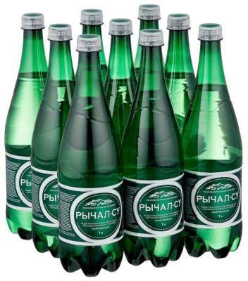 Минеральная лечебно-столовая вода Рычал-Су газированная, ПЭТ, 9 шт. по 1 л