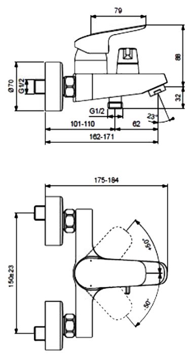 Смеситель для ванны с подключением душа ideal standard ceraflex b 1740 aa