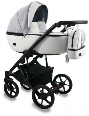 Коляска 2в1 Bexa Air (09) белая кожа+св. серый