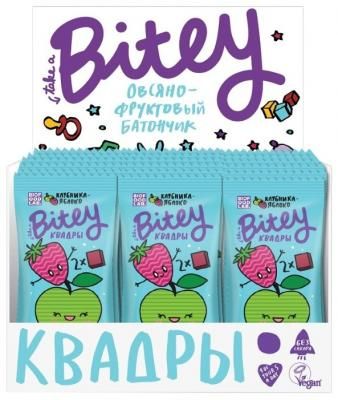 Фруктовый батончик Bitey Box Квадры без сахара Клубника-яблоко, 20 шт