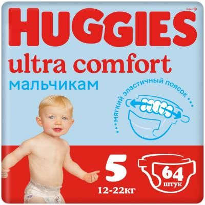 Huggies подгузники Ultra Comfort для мальчиков 5 (12-22 кг), 64 шт.