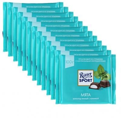 Шоколад Ritter Sport "Мята" темный, 100 г (12 шт.)