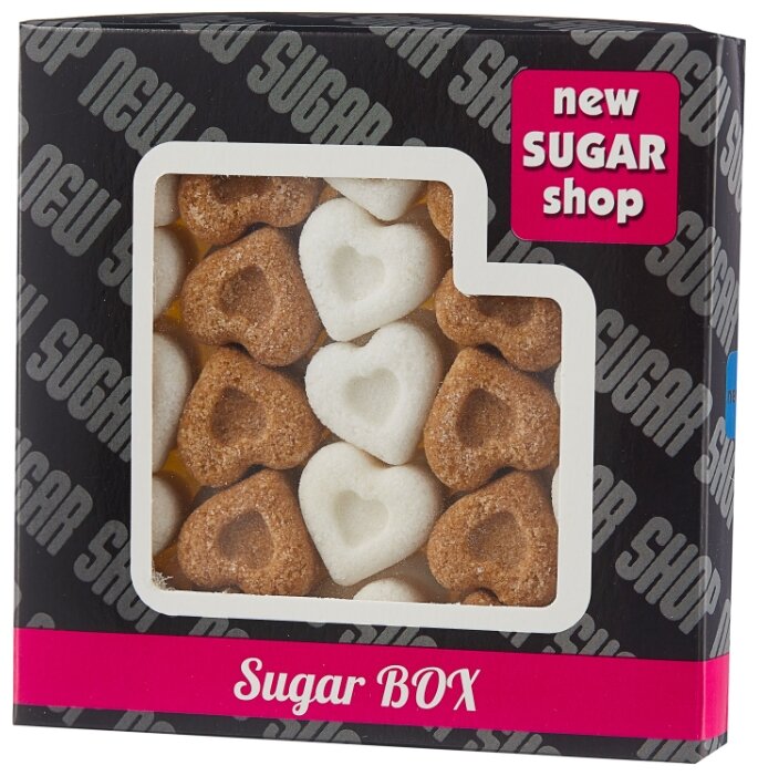 Сахар New SUGAR shop фигурный Sugar BOX Сердечки сахарные тростниковые и белые 0.195 кг