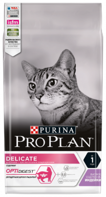 Корм для кошек Pro Plan Delicate при чувствительном пищеварении, с индейкой 1.5 кг