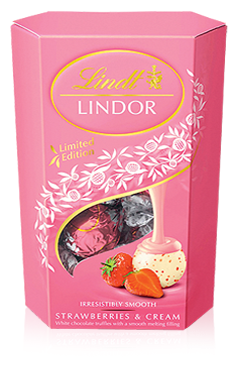 Набор конфет Lindt Lindor корнет клубника со сливками 200 г розовый