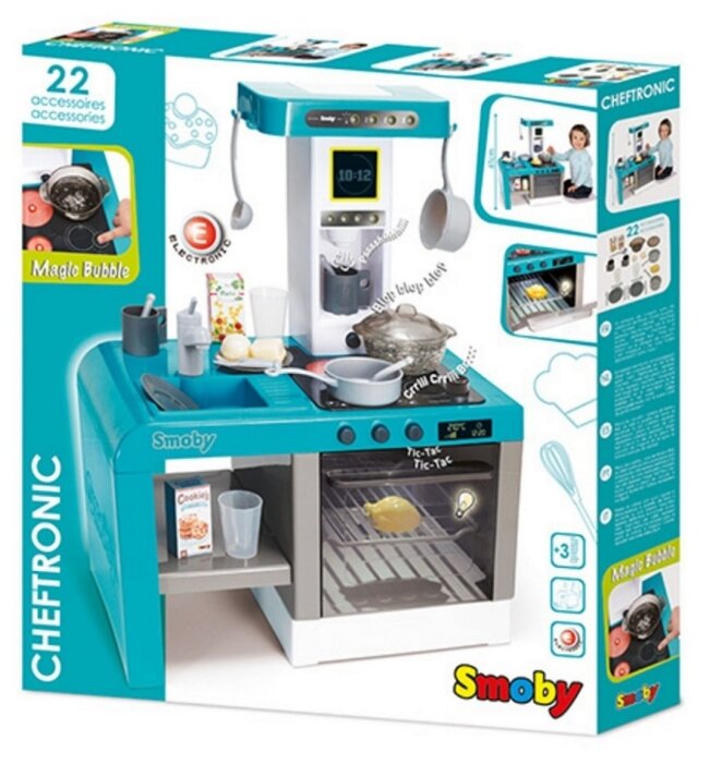 Кухня Smoby Tefal Cheftronic 311409 бирюзовый Кухня Smoby Tefal Cheftronic 311409 бирюзовый