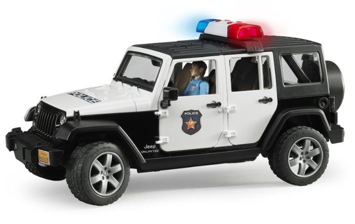 Внедорожник Bruder Jeep Wrangler Unlimited Rubicon Полиция, с фигуркой (02-526) 1:16 31 см черный/белый