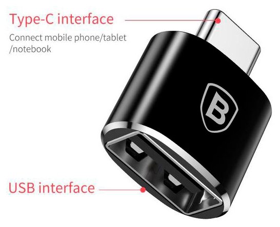 Переходник Baseus USB-А - USB Type-C (CATOTG-01) черный Переходник Baseus USB-А - USB Type-C (CATOTG-01) черный