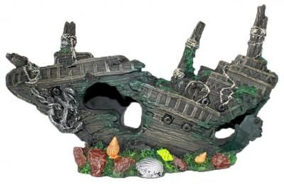 Грот Meijing Aquarium Затонувший корабль (YM-0807) 28x17x11 см коричневый