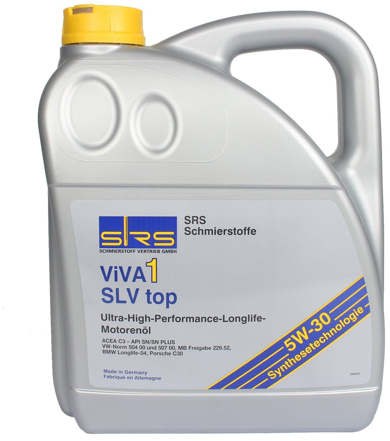 Синтетическое моторное масло SRS VIVA 1 SLV top 5W30 4 л Синтетическое моторное масло SRS VIVA 1 SLV top 5W30 4 л