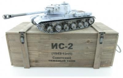 Радиоуправляемый танк Taigen 1/16 ИС-2 модель 1944, СССР, зимний, (для ИК танкового боя) 2.4G, деревянная коробка TG3928-1S-IR-BOX
