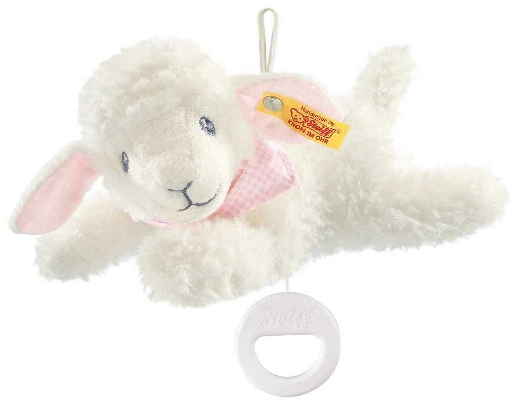 Мягкая игрушка Steiff Sweet Dreams Lamb Music Box pink (Штайф Барашек  Сладкие сны с музыкальной шкатулкой розовый 25 см) купить в Москве, СПб,  Новосибирске по низкой цене