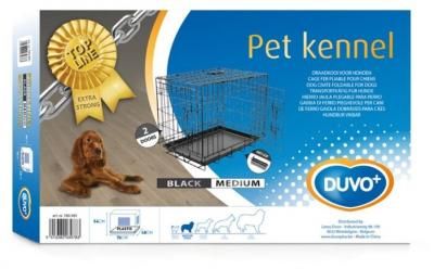 Клетка двухдверная для собак DUVO+ "Pet Kennel Top Line MEDIUM", чёрная, 76х48х54см (Бельгия)
