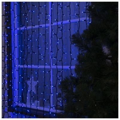 Luazon Lighting Гирлянда "Занавес" уличная УМС, 2 х 3 м, каучук Н.Т, LED-760-220V, шнур питания, нить тёмная, свечение синее