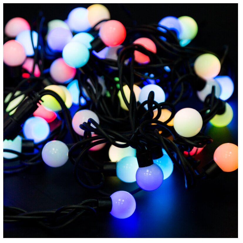 Гирлянда NEON-NIGHT Шарики, 200 LED, 2000 см, 200 ламп, разноцветный/черный провод