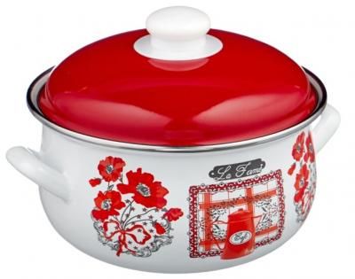 Кастрюля Savasan Этюд 8252 2,5 л, белый/красный